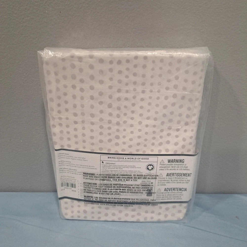 Pottery Barn Kids Falling Dots Organic Crib Fitted Sheet Purple Nursery Bedding